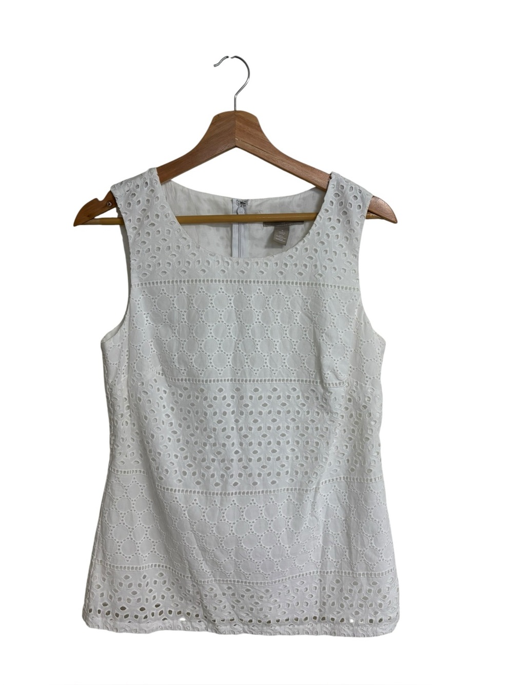 Banana Republic white cotton eyelet lined sleeveless summer cottagecore Top 4